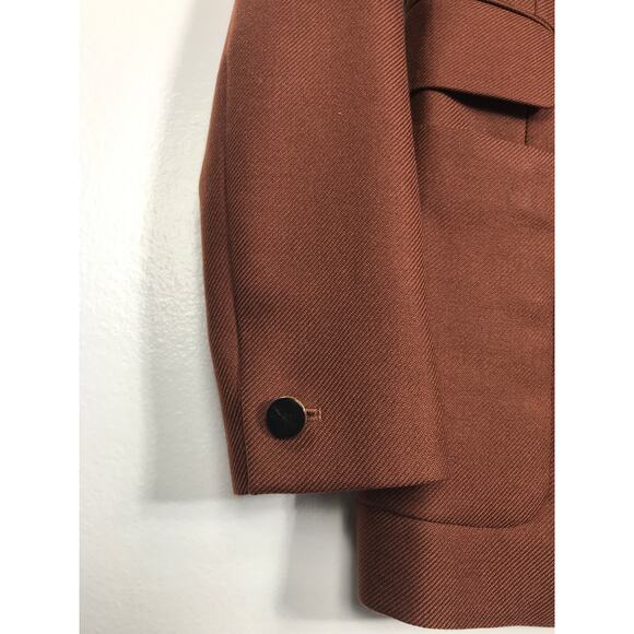 Reiss Finley Double Breasted Textured Twill Rust Brown Blazer Womens Office Work - Picture 6 of 15
